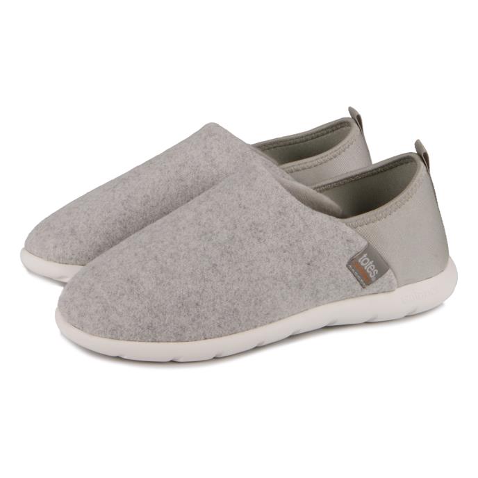 totes® SOLEBOUNCE Ladies Felt Full Back Slipper Grey Extra Image 1